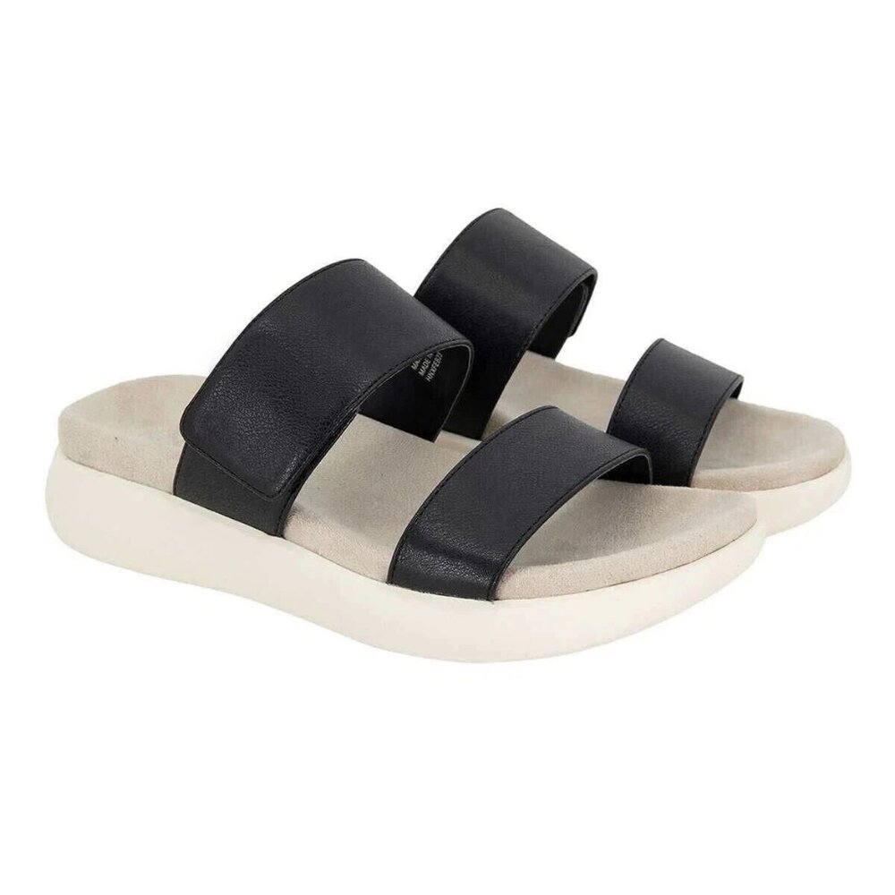 KENSIE Women's Jipsy Double Band Sandals Black Slip On Slide Size 11 NIB